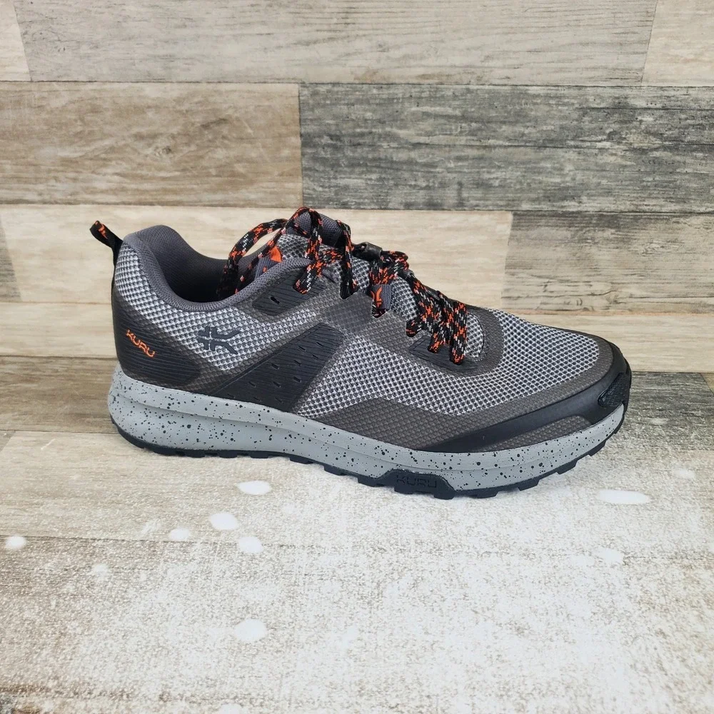 Kuru Atom Mens Hiking Shoes Sz 9.5 M Lead Gray Orange Spice Mesh Lace Up Sneaker